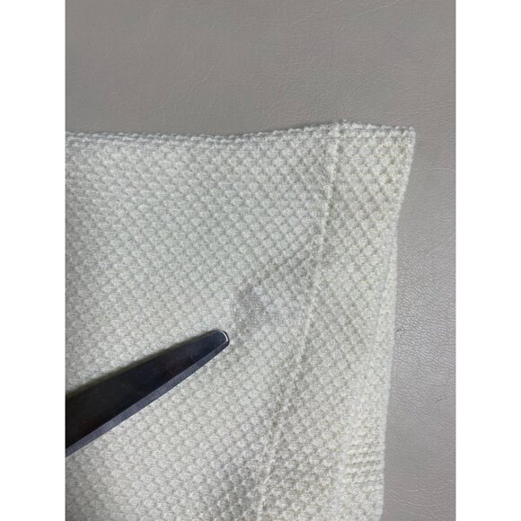 Free People Heart on Sleeve Thermal Knit Top Sz Medium Cream Lace Beaded Floral - Picture 12 of 16